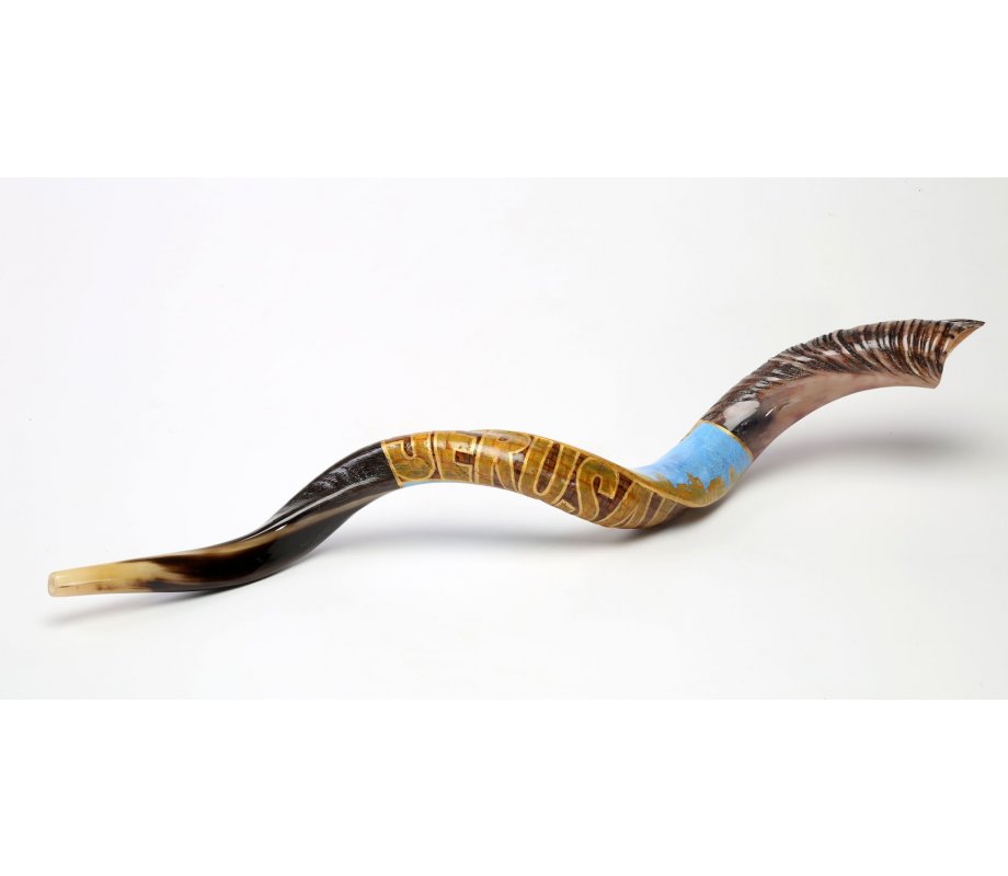 Hand Painted Yemenite Shofar - Jerusalem