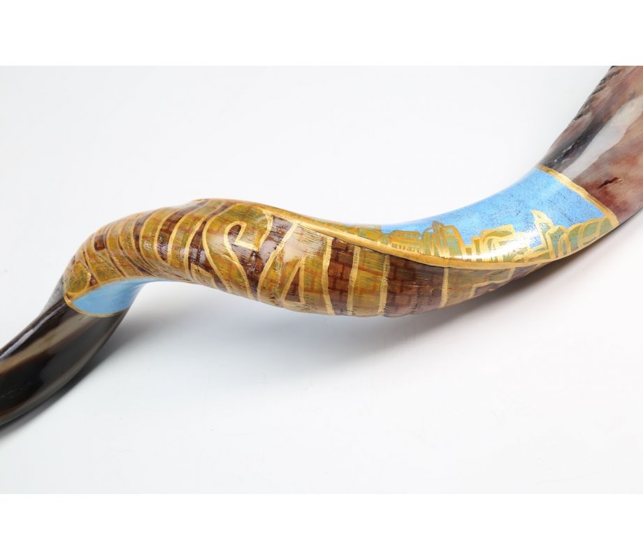 Hand Painted Yemenite Shofar - Jerusalem