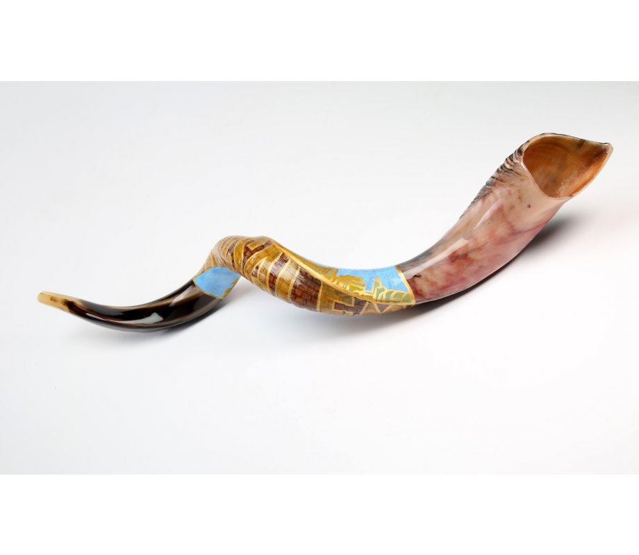 Hand Painted Yemenite Shofar - Jerusalem