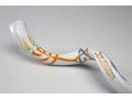 Hand Painted Yemenite Shofar with 7 Branch Menorah on White