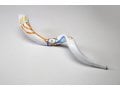 Hand Painted Yemenite Shofar with 7 Branch Menorah on White