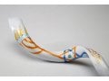 Hand Painted Yemenite Shofar with 7 Branch Menorah on White