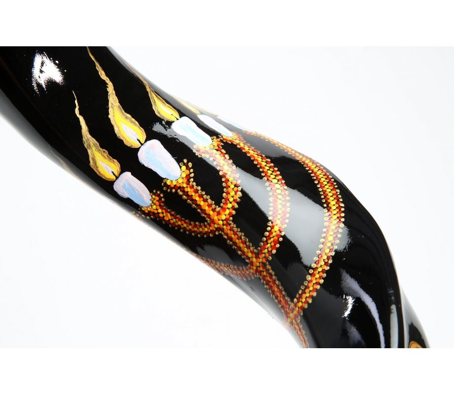 Hand Painted Yemenite Shofar with Star, Menorah and Jerusalem