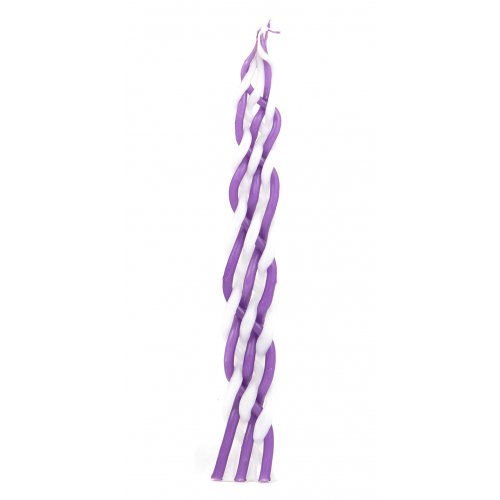 Handcrafted Braided Beeswax Havdalah Candle - Purple and White