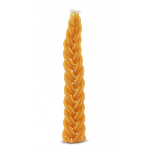 Handcrafted Flat Beeswax Braided Havdalah Candle - Yellow Gold