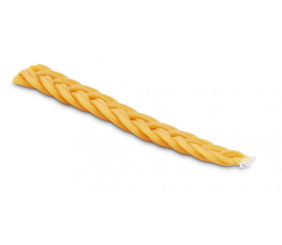 Handcrafted Flat Beeswax Braided Havdalah Candle - Yellow Gold