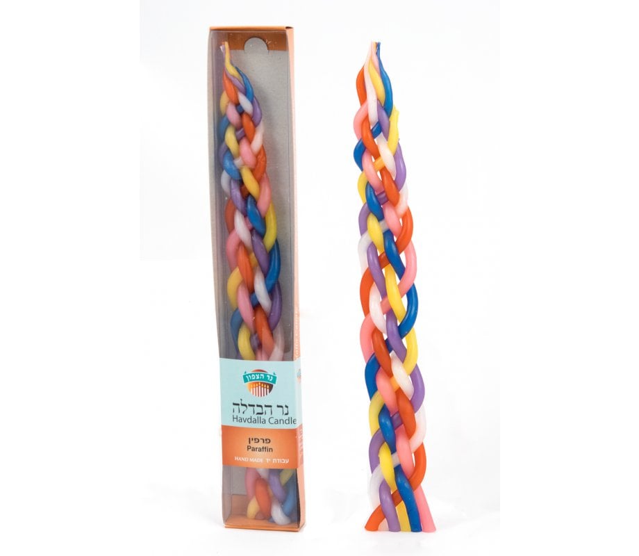 Handmade Braided Beeswax Havdalah Candle - Colorful