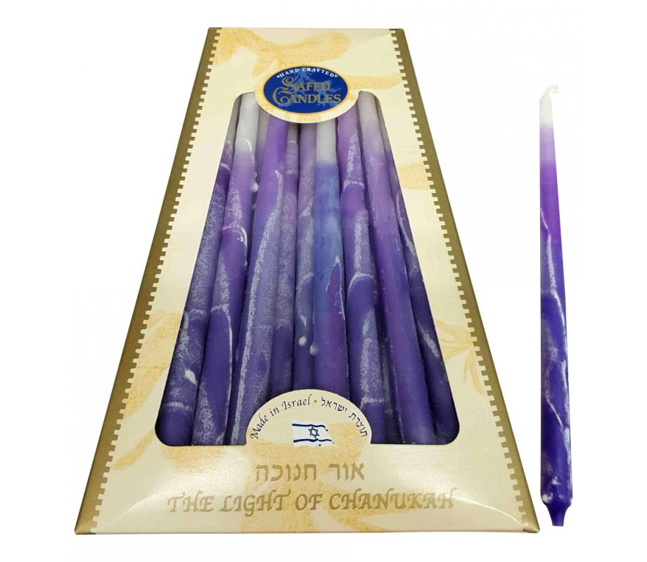 Handmade Decorative Dripless Hanukkah Candles - Purple Shades