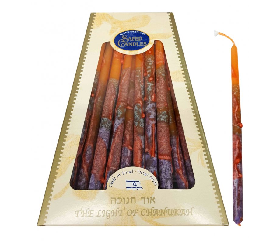 Handmade Dripless Hanukkah Candles - Red and Orange Fiery Colors