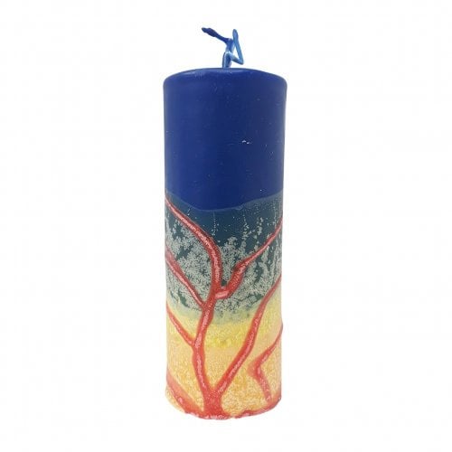 Handmade Pillar Havdalah Candle, Blue Yellow Green and More - Various Sizes