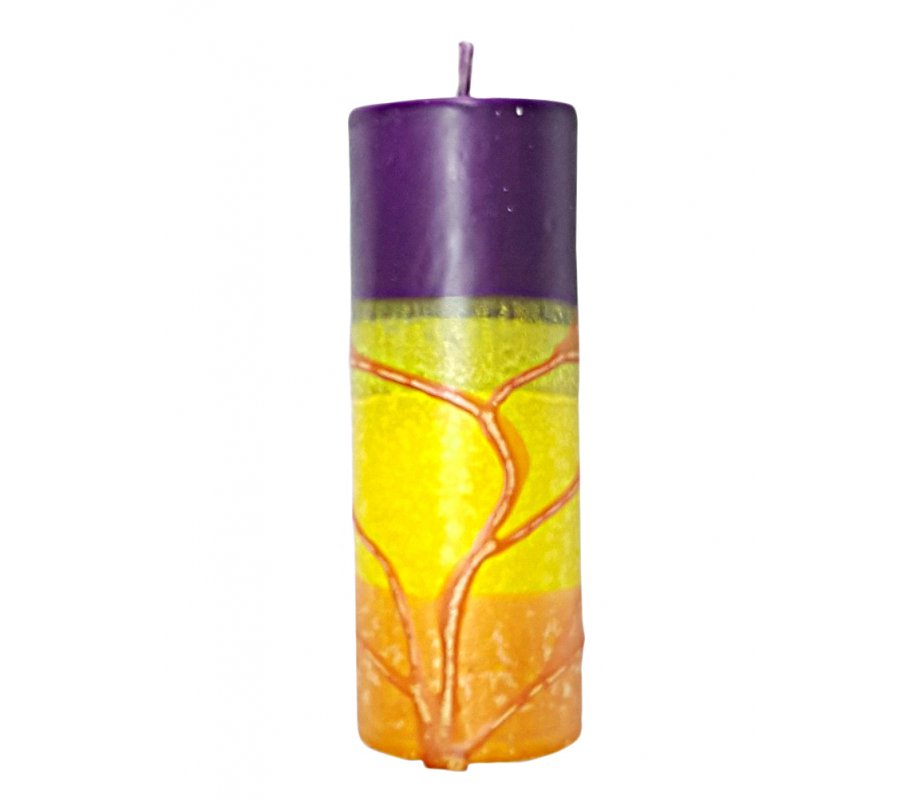 Handmade Pillar Havdalah Candle, Purple Yellow Green and More