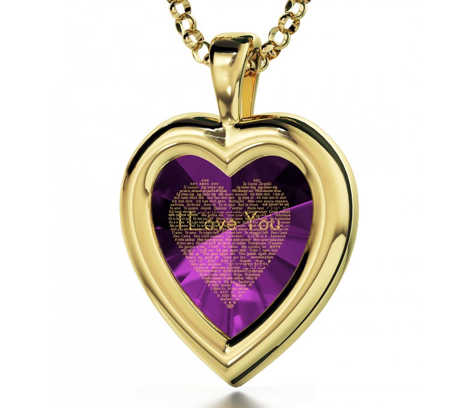 I Love You Framed Heart Pendant By Nano - Gold Plate