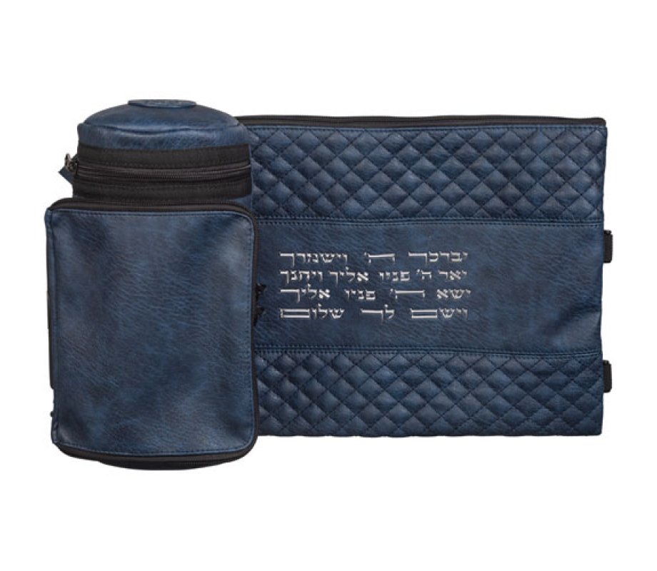 Insulated Weatherproof Tallit and Tefillin Bags with Aaronic Prayer – Blue