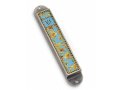 Iris Design Handcrafted Pewter & Enamel Beaded Mezuzah Case - Golden Swirls