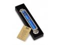 Iris Design Handcrafted Pewter and Enamel Beaded Mezuzah Case, Blue - Star of David