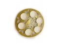 Iris Design, Raised Handmade Seder Plate with Cutout Bird and Leaves  Gold