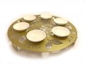 Iris Design, Raised Handmade Seder Plate with Cutout Bird and Leaves  Gold