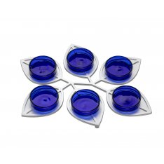 Israel Museum Anodized Aluminum Passover Seder Plate - Leaf Design with Blue Glass Plates