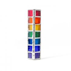Israel Museum Metal Mezuzah Case, With Rainbow Glass Tiles