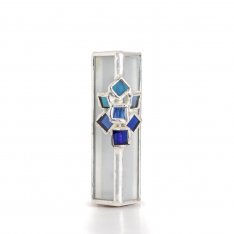Israel Museum Mezuzah Case, Metal and Glass - Blue Cluster