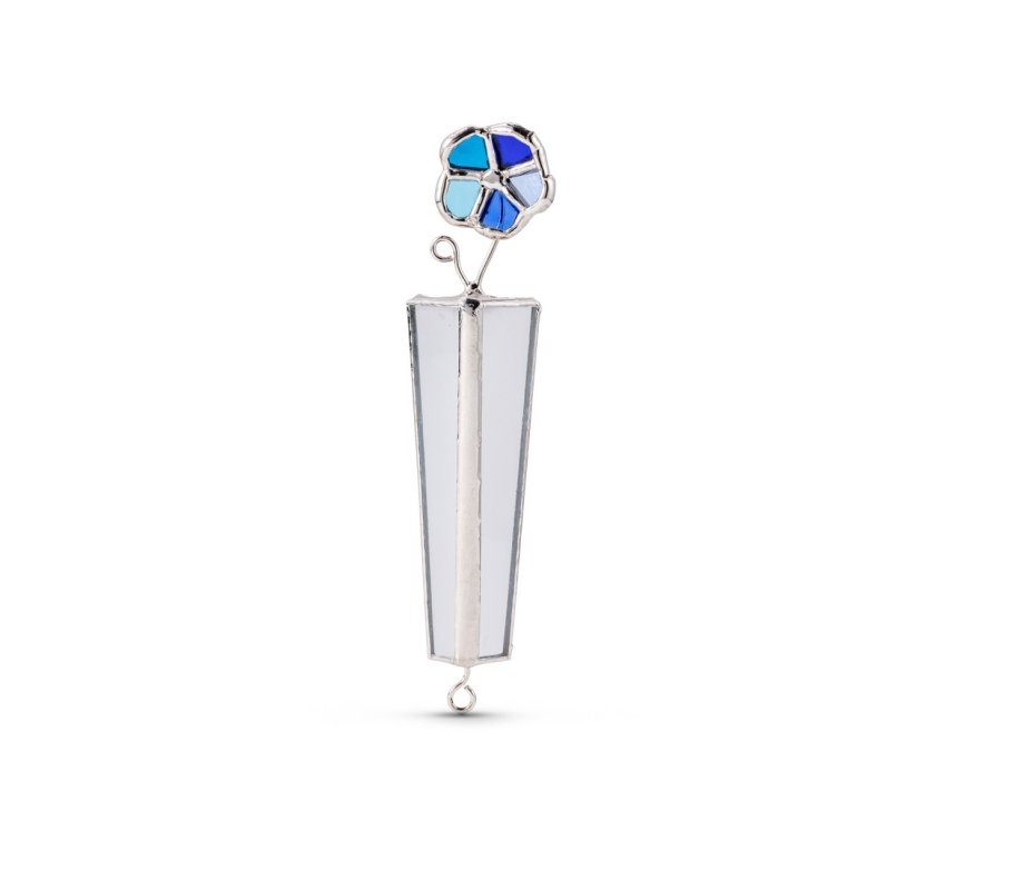 Israel Museum Mezuzah Case, Metal and Glass - Blue Flower