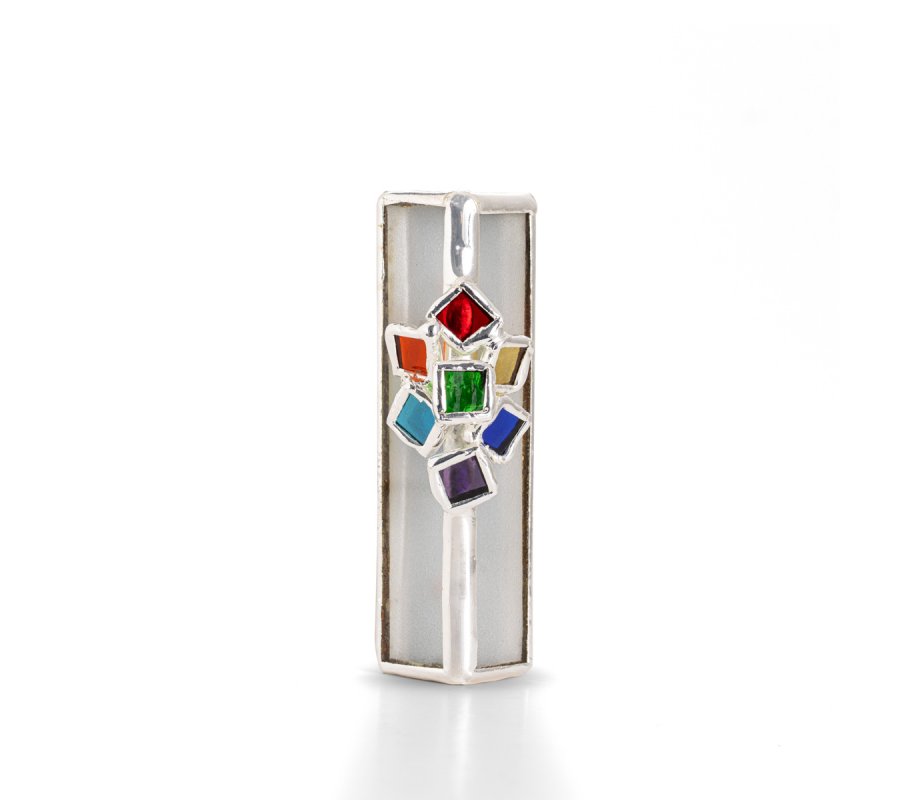 Israel Museum Mezuzah Case, Metal and Glass - Colorful Cluster