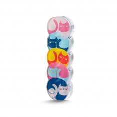Israel Museum Small Acrylic Mezuzah Case, Happy Cats
