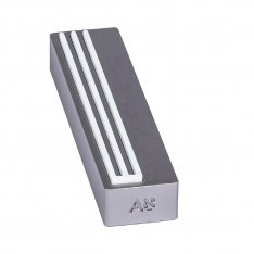 Israel Museum Small Metal Mezuzah Case, Modern Shin Design - White on Gray