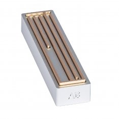 Israel Museum Small Metal Mezuzah Case, Shin Daled Yud - Champagne on Gray