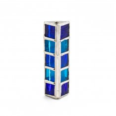 Israel Museum Small Metal Mezuzah Case, With Blue Glass Tiles