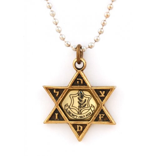 Israeli Army Bronze Pendant with Reflective Center - IDF symbol