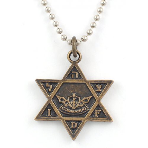 Israeli Army Star of David Bronze Pendant - IDF Commando symbol