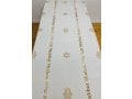 Ivory Colored Tablecloth with Shabbat Shalom & Judaic Symbols - Gold