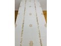 Ivory Colored Tablecloth with Shabbat Shalom & Judaic Symbols - Gold