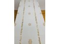 Ivory Tablecloth with Gold Judaica Symbols and Shabbat Shalom