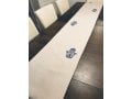 Ivory-Colored Table Runner with Hamsa Hand Design and Protective Eye - Blue