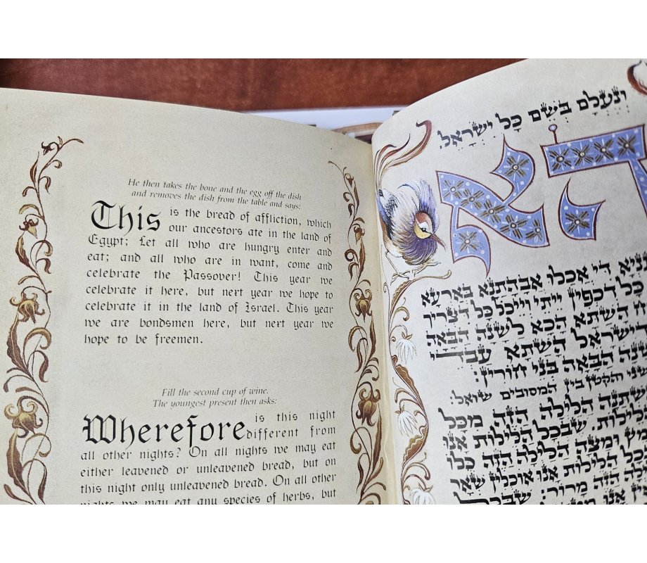 Jack Jaget Pessach Haggadah with Craftsman Hand Bound Antique Style Cover-Small