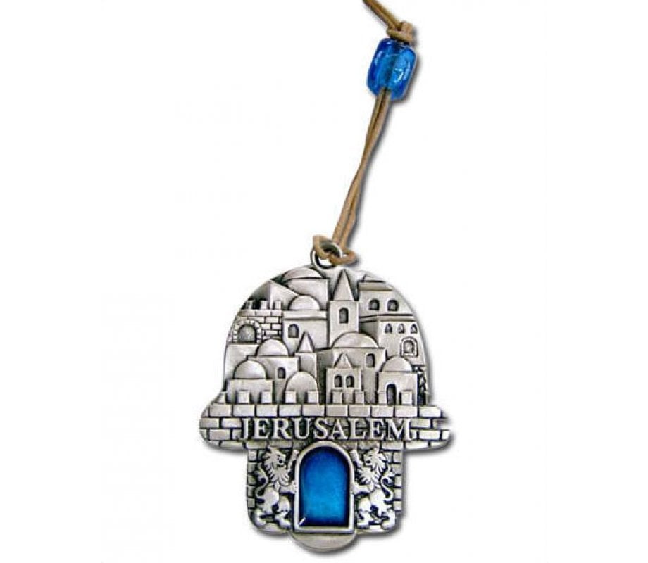 Jerusalem Hamsa with Blue Stone 2 in stock