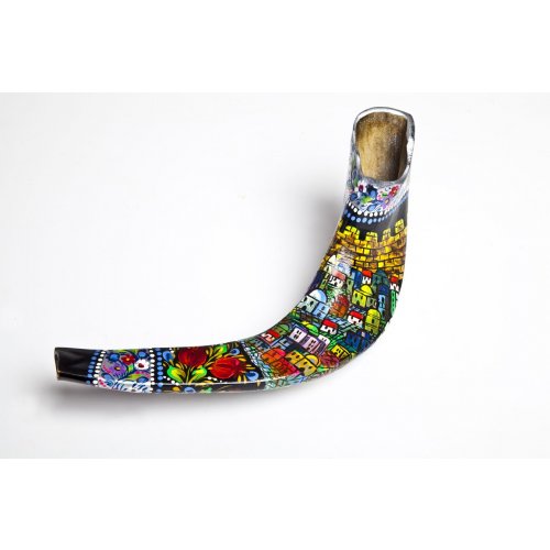 Jerusalem Hand Painted Ram's Horn Shofar