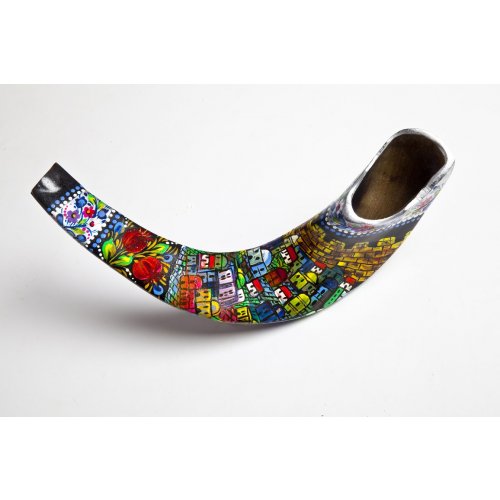 Jerusalem Hand Painted Ram's Horn Shofar