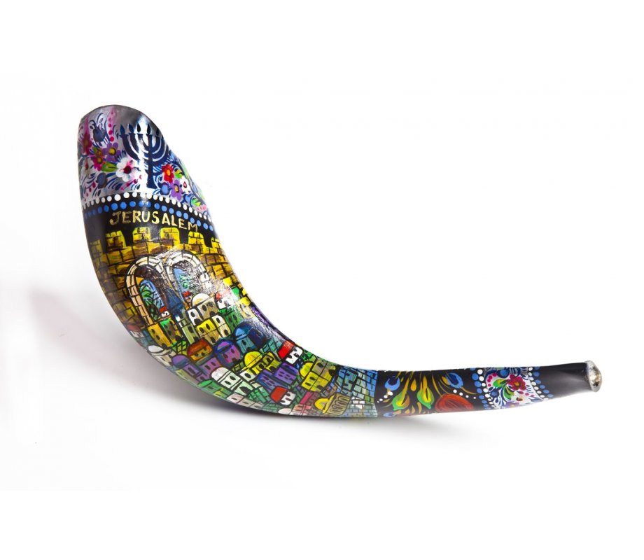 Jerusalem Hand Painted Ram's Horn Shofar