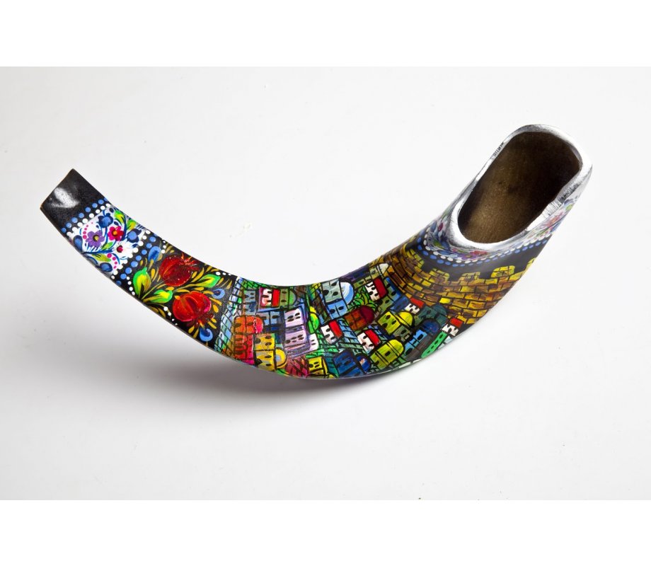 Jerusalem Hand Painted Ram's Horn Shofar
