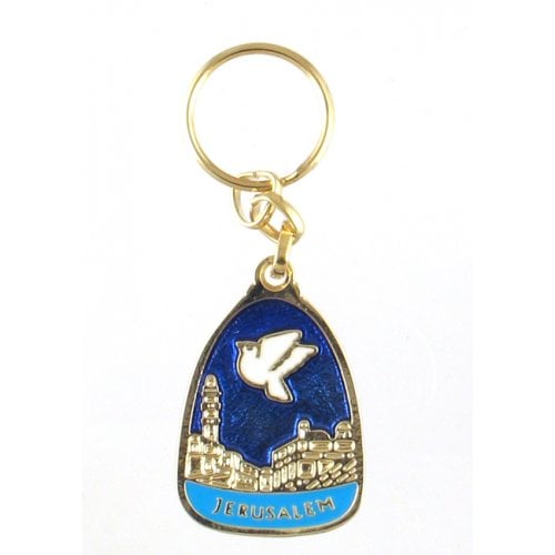 Jerusalem Keychain with Dove of Peace