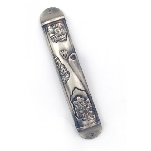 Jerusalem design Pewter Mezuzah