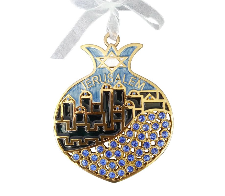 Jerusalem in Blue Pomegranate Wall Hanging
