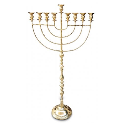 Jumbo Size Gold Chanukah Menorah for Synagogue or Public Place - 64 Inches