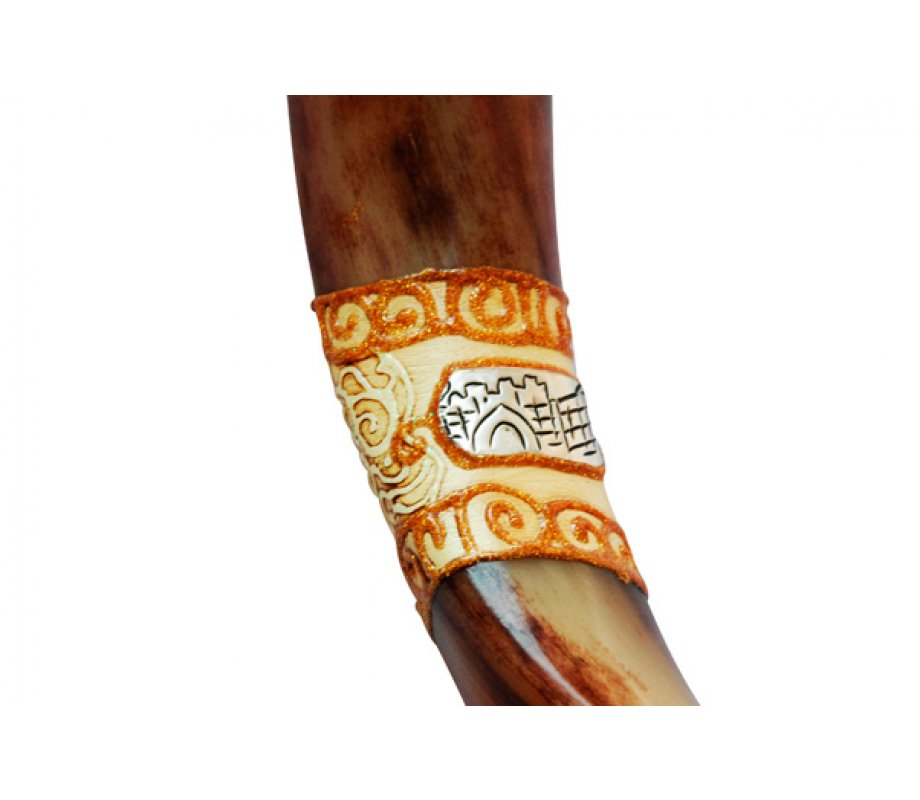 Jumbo Yemenite Hand Painted Shofar - Jerusalem Design