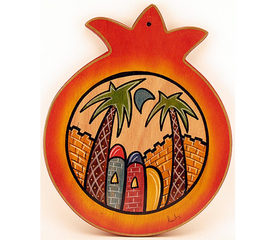 Kakadu Hand Painted Pomegranate Wood Cutting Board – Jerusalem Images