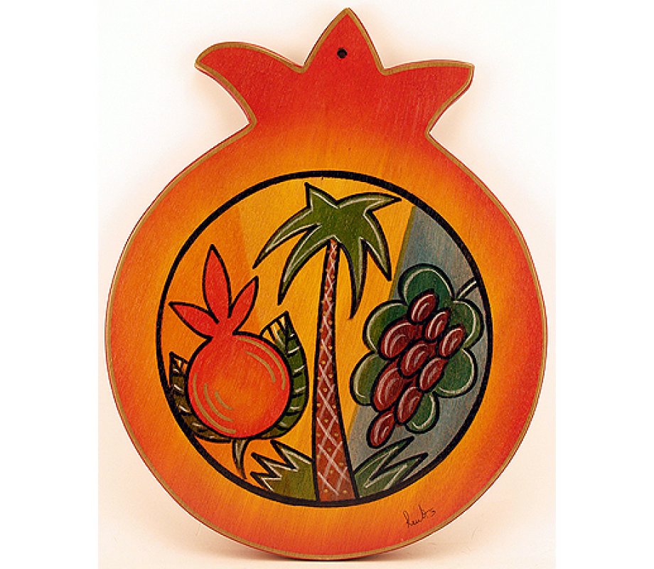 Kakadu Hand Painted Pomegranate Wood Cutting Board - Seven Species