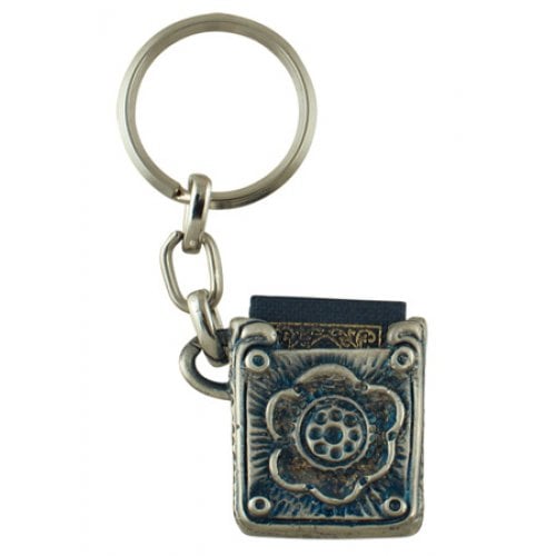 Keychain Holding Book of Psalms, Tehilim - Flower and Star of David Decoration
